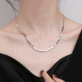 wholesale [S925 Sterling Silver] Cloud Tide Pavilion Korean-style New Geometric Minimalist Square Tube Trendy Unisex Necklace-0-2