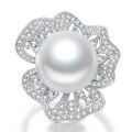 wholesale S925 Silver New Pearl Ring 14mm Shell Pearl Ring for Women, Elegant and Goddess-like Style-0-5