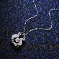S925 Silver Pendant Moissanite Jumping Heart Gourd Necklace-50-piece chain (D color moissanite)  925 silver