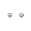 wholesale S925 Silver Hollow Heart Single Diamond Threaded Ear Studs, Japanese and Korean Style Lady Elegant Ear Accessories M02272-0-4