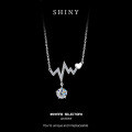 Metal ECG Pendant Necklace with Diamonds, Trendy Ins Style-0-4