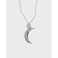 wholesale S925 Sterling Silver XL002 Korean Ins Small and Minimalist Design Versatile Moon Pendant with Micro-Paved Zirconia Necklace for Women-0-0