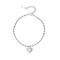 wholesale 925 Sterling Silver Olive Rice Grain Heart Best Friend Bracelet for Women Ins Minimalist Design Small Fresh Style Heart-shaped Accessory-0-4