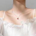 wholesale S925 Silver Nalan Fresh and Sweet Cherry Necklace, Forest-style Minimalist Full Diamond Design Fashion Collarbone Chain D5452-0-2