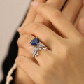 wholesale S925 Sterling Silver 9*10 Sapphire Ring for Women, Cross-Border Hot Seller,Ins-0-1