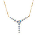 S925 Silver Y-Shaped Moissanite Fringe Necklace, Wholesale Clearance with Free Shipping-0-3