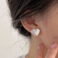 wholesale S925 Sterling Silver Minimalist Heart Stud Earrings for Women, Small and Chic Skin-Friendly Earrings, High-End Daily Korean Style New Design-0-0