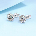 wholesale PT950 gold-plated S925 sterling silver earrings for women, snowflake moissanite stud earrings, small and cute ear accessories, wholesale from manufacturers-0-1
