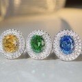 wholesale S925 Sterling Silver New Style Nine Beauty Jewelry High Carbon DiamondFull-Drill Green Zircon Gemstone Ring-0-2