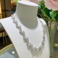 wholesale Rhodium-plated metal winter banquet annual dinner large set necklace with 45*9mm marquise moissanite leaf full diamond necklace luxury style-0-3