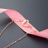 wholesale S925 Sterling Silver Rose Gold Heart Bracelet for Women, Minimalist Niche Design Bangle, Fashionable Elegant Diamond-Embellished Jewelry Wholesale-003070-Rose Gold>S925 Silver