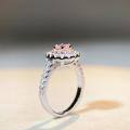 wholesale S925 Sterling Silver Pink Diamond Ring for Women, Minimalist Fashion Small Pigeon Egg Pink Gem Oval-Cut Diamond Full-Zirconia Ring-0-3