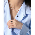 wholesale S925 Sterling Silver XA423 Korean Version Ins Small and Unique Design Sense Temperament Versatile Lava Flower Bud Zircon Textured Necklace for Women-0-3