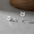 wholesale S925 Sterling Silver Minimalist Hollow-Out Fox Ear Hooks, Ins Style Niche Design, Ear-Friendly for Sleeping and Washing, No Need to Remove Earrings M05700-0-2