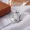 wholesale 925 Sterling Silver Retro Multi-layer Stackable Cross Crown Ring For Women In Ins Minimalist Dark Aesthetic Style-0-2