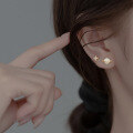 wholesale 925 Sterling Silver Korean Style Asymmetric Stud Earrings with Crystal Inlaid Planet Design Sweet Earrings M00458-0-1