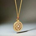 wholesale Metal material adjustable rope diamond chain Wei Xue same antique sand-gold eight-treasure compass pendant necklace for women-0-2