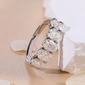 wholesale S925 Sterling Silver Cross-Border New 25 Carat Moissanite Ring with 5 Oval Moissanite Side Stones for Women-0-2