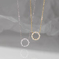 wholesale S925 Sterling Silver Fresh and Sweet Ins Style Niche Design Personalized Minimalist Diamond-Encrusted Circle Necklace Y01852-0-0