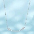 wholesale S925 Sterling Silver Smiling Face Diamond Inlaid Necklace, Fashion Women's Daily Korean Style Minimalist Design Premium Versatile Collarbone Chain-0-0