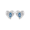 wholesale S925 sterling silver small and unique earrings, ins minimalist style, high-end sweet and edgy heart-shaped diamond-encrusted earrings for women-0-6