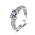 wholesale PT950 Gold Plated 925 Silver Women's Alien Engagement Ring Wholesale Moissanite Ring Radiant Emerald Cut-0-4