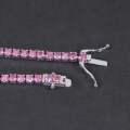 wholesale S925 Sterling Silver Sweet Peach Pink Moissanite Tennis Bracelet 3/4/5mm Colorful Bracelet High-end-0-3