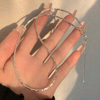 wholesale 925 Sterling Silver Necklace for Women, Small Niche Design, High-End Irregular Broken Silver Bead Necklace, Handcrafted Beaded Luxury Neck Chain-Silver Necklace-Silver 925 Silver