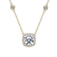 S925 Silver Irregular Moissanite Pendant Necklace for Women-Square Moissanite Necklace [K Gold]  925 Silver
