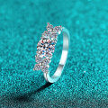 S925 Sterling Silver Moissanite Women's Ring, Minimalist Starry Design Adjustable Band-0-0