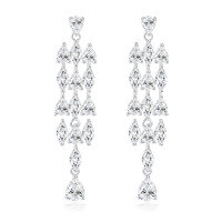 wholesale S925 Sterling Silver New 4*5 Marquise Teardrop 025ct Tassel Ear Studs Minimalist Earrings-White【E2982】 Main Stone 4*5