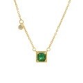 wholesale S925 Sterling Silver XL017 Korean Style Light Luxury High-End Geometric Square Green Zircon Necklace with Chain Accents-0-4