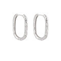wholesale S925 Sterling Silver Textured U-Shaped Ear Clasp for Women, Minimalist and Versatile Lava Design Earrings-0-7