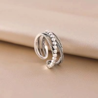 wholesale S925 silver wire ring for women, retro fashion multi-layer crossover open ring,-Platinum
