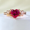 wholesale 925 Silver New High Carbon Diamond Ring 7*7 Heart-shaped Ruby Simple European and American Ins Style Hot-selling Live Stream-0-5
