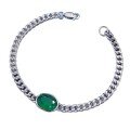 wholesale S925 Silver New Simulated Emerald 8*11 Oval Bracelet, Generous and Stylish Ins European and American Trend-0-4