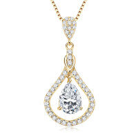 S925 Sterling Silver D-Color Moissanite Rotating Pendant Necklace-Lively Necklace [K Gold] 7x10mm  925 Silver