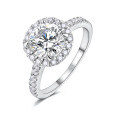 wholesale S925 Sterling Silver Plated with 18K Gold, Luxury Princess Round Halo Moissanite Ring for Women, Fashion Moissanite Engagement Ring-0-4