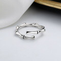 wholesale S925 Sterling Silver Bamboo Knot Open Ring, Minimalist and Versatile for Street Style and Nature-Inspired Fashion, Adjustable for Index Finger-0-1
