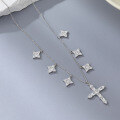 wholesale S925 Sterling Silver Customizable Ready-to-Ship Wholesale Cross Pendant Necklace with Zirconia Inlay High-End Women's Silver Jewelry-0-7
