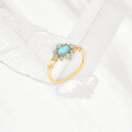 wholesale S925 silver jewelry, ager*22 summer Dear exquisite vintage anemone diamond natural turquoise opal ring-0-3