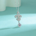 wholesale S925 Sterling Silver Moissanite Necklace with Fashionable Bow Pendant, Cross-border Best-seller in Europe and America, D Color with GRA Certificate-0-1