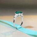 wholesale S925 Sterling Silver Emerald Cut Zircon Ring for Women Wholesale, High Carbon Diamond Ring for TikTok Live-0-2