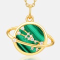 wholesale S925 Sterling Silver Planet Malachite Necklace for Women, Light Luxury Style with Diamond Inlay, New Autumn and Winter Collection, Wholesale from Manufacturer-0-2