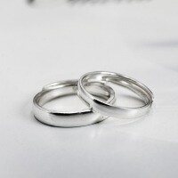 wholesale 925 Sterling Silver Minimalist Smooth Arc Ring, Plain Silver Handmade Adjustable Open Ring for Student Couples-Women's single push-pull adjustable