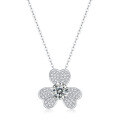 wholesale S925 silver gold-plated necklace with Yuntong Jewelry's new clover petal pendant and 65mm round moissanite-0-0