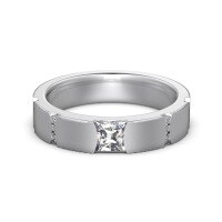 wholesale S925 Sterling Silver Couple Rings Wide Band Brushed Finish High-End Design with Micro-Paved Zirconia Valentine's Day Gift-White Gold DY121209-SW-WH (Women)  Size 7