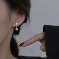 wholesale S925 Sterling Silver Inlaid Synthetic Pearl Earrings, Ins Style High-end Elegant Women's Ear Accessories M04603-0-1