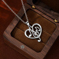 wholesale Metal: 925 Sterling Silver, Euro-American Cross-Border Heart Music Symbol Necklace for Women, Aesthetic Treble Clef Pendant Versatile Collarbone Chain-0-1