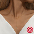 wholesale S925 Sterling Silver Y-shaped Diamond Accent Daily Wear Choker Necklace-0-2